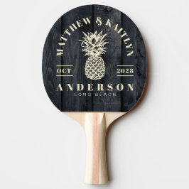 Raquete De Ping Pong Madeira Tropical Queimada Escura Casamento Abacaxi
