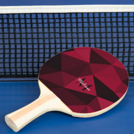 Raquete De Ping Pong Magenta rosa vermelho padrão de geometria preto Mo