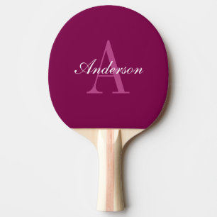 Raquete De Ping Pong Magenta Vermelha Elegante, Nome Cor-de-Rosa e Bran