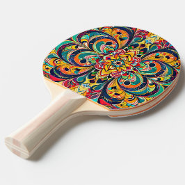 Raquete De Ping Pong Mandala Sinfonia de Cores – Floral Psicodélico Ous