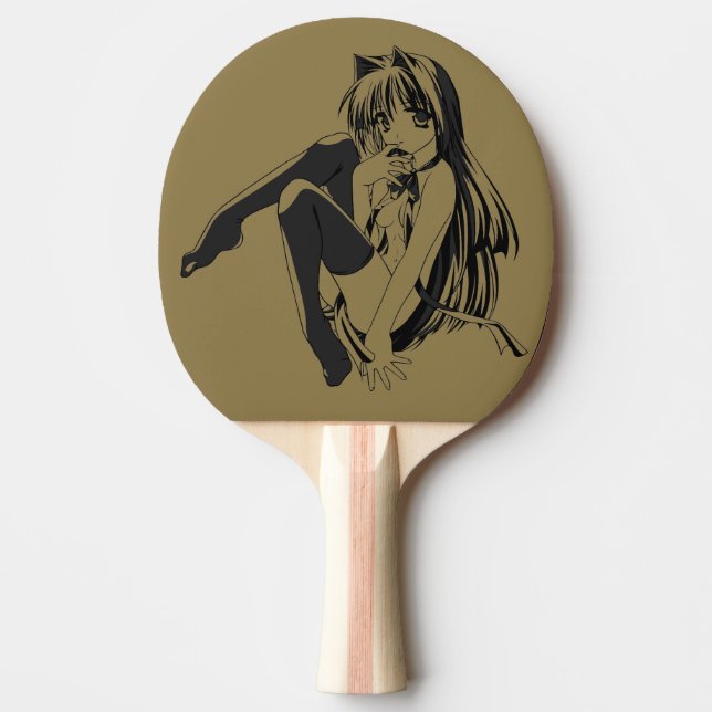 Raquete De Ping Pong Manga, Neko Catgirl Furry Kawaii Loli (Frente)