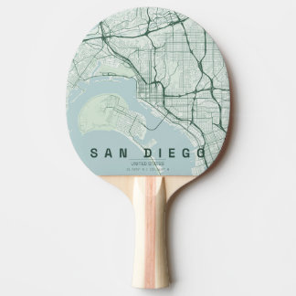 Raquete De Ping Pong Mapa da Cidade de San Diego EUA Design Minimalista