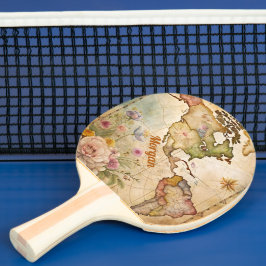 Raquete De Ping Pong Mapa de Vintagens Personalizado