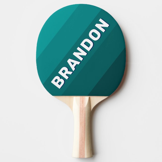 Raquete De Ping Pong Maré do Oceano Listras Ousadas com Nome (Frente)