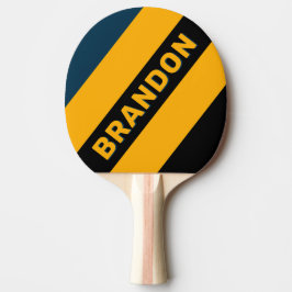 Raquete De Ping Pong Maré Retro Iluminada Listras Ousadas com Nome