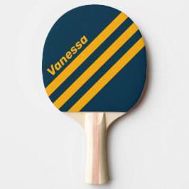 Raquete De Ping Pong Maré Retro Iluminada pela Lua Faixas de Três Ângul