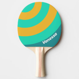 Raquete De Ping Pong Mares Ensolarados Círculo Listrado com Nome