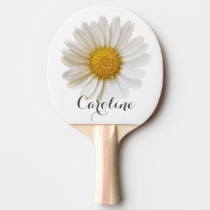 Raquete De Ping Pong Margarida Branca com Nome Personalizado