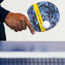 Raquete De Ping Pong Marinho Camuflagem Azul Seu nome Personaliza