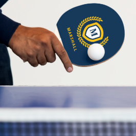 Raquete De Ping Pong Marinho e Dourado isolamento do logotipo Monograma