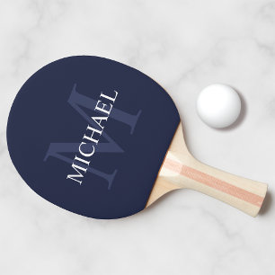 Raquete De Ping Pong Marinho Personalizado Clássico Monograma e Nome A