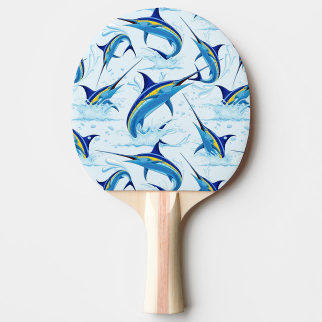 Raquete De Ping Pong Marlin Azul Saltando do Oceano (Frente)