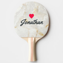 Raquete De Ping Pong Mármore Calacatta Gold Coração Antigo Assinatura
