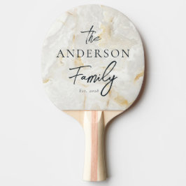 Raquete De Ping Pong Mármore Calacatta Gold Nome da Família Escrito à M
