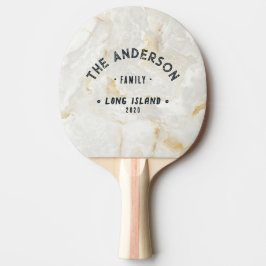 Raquete De Ping Pong Mármore Calacatta Gold Nome de Família Vintage à B