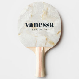 Raquete De Ping Pong Mármore Dourado Calacatta Nome Clássico Minimalist