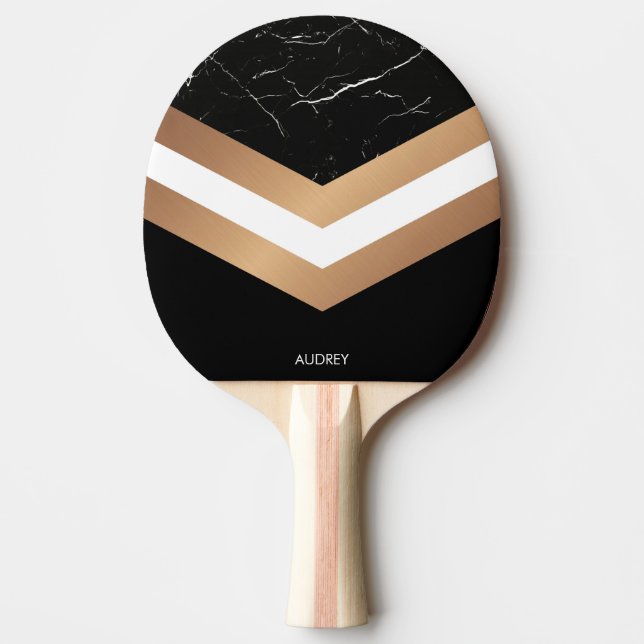 Raquete De Ping Pong Mármore Negro Elegante (Frente)