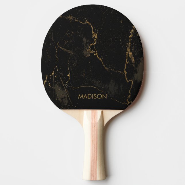 Raquete De Ping Pong Mármore preto Dourado (Frente)