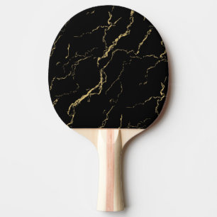 Raquete De Ping Pong Mármore preto e Dourado afiado