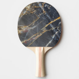 Raquete De Ping Pong Mármore Preto e Pedra Dourada Simples