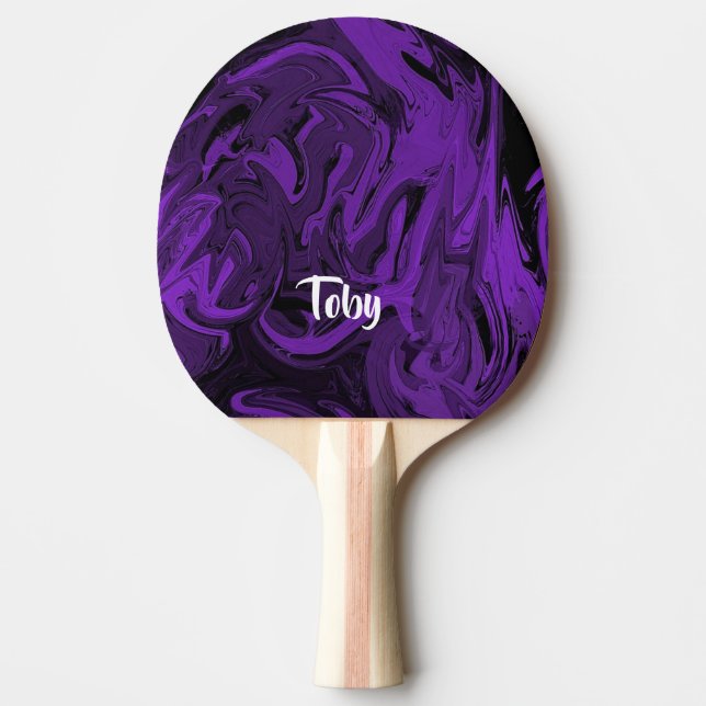 Raquete De Ping Pong Mármore roxo e preto polido (Frente)