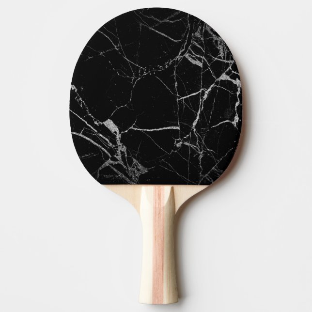 Raquete De Ping Pong Mármore Veio Preto e Prata (Frente)