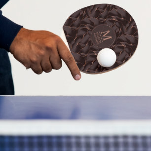Raquete De Ping Pong Marrom Chocolate & Dourado Rosa Padrão de Onda Abs
