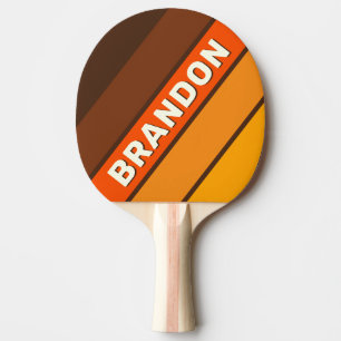 Raquete De Ping Pong Marrom Retro Negrito Listrado com Nome