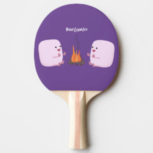 Raquete De Ping Pong Marshmallows cor-de-rosa por cartoon de fogo de ac