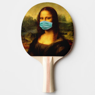 Raquete De Ping Pong  Máscara de rosto. Mona Lisa em quarentena. Me En