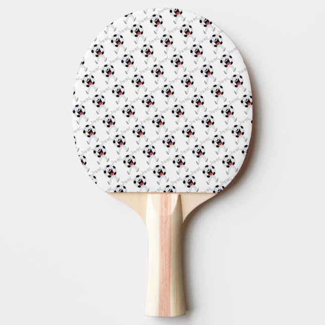 Raquete De Ping Pong Mascote Bola de Futebol Sorridente (Frente)