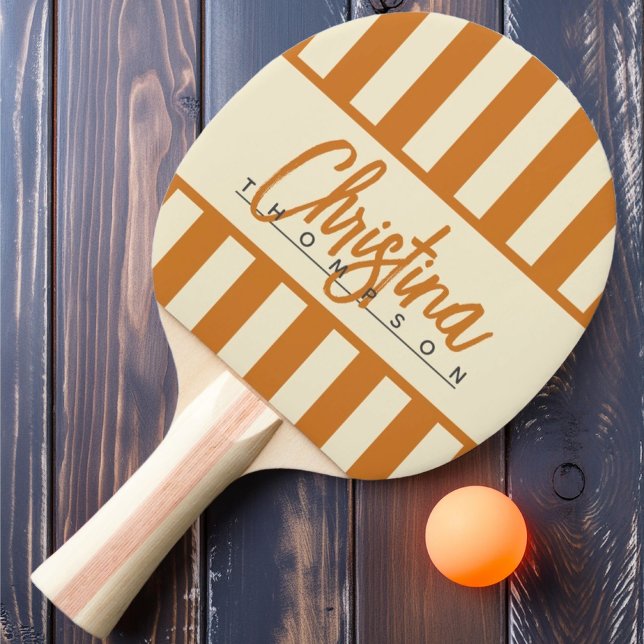 Raquete De Ping Pong Médio Century Polo Candy Striping Burnt Honey Name (Criador carregado)