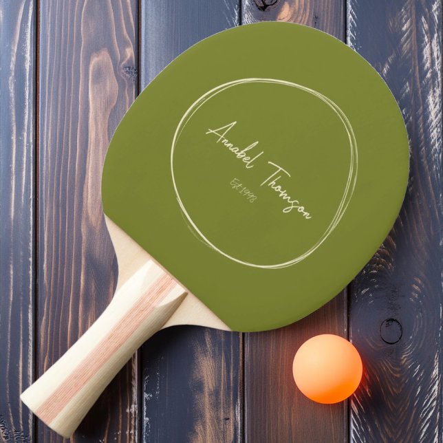 Raquete De Ping Pong Meio do Século Moderno Verde Salgueiro com Nome (Criador carregado)