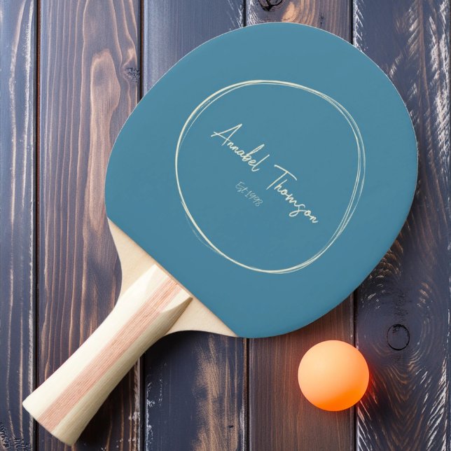 Raquete De Ping Pong Meio-Século Moderno Aqua Profundo com Nome (Criador carregado)