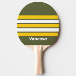 Raquete De Ping Pong Mel Verde Nostálgico Através da Faixa com Nome