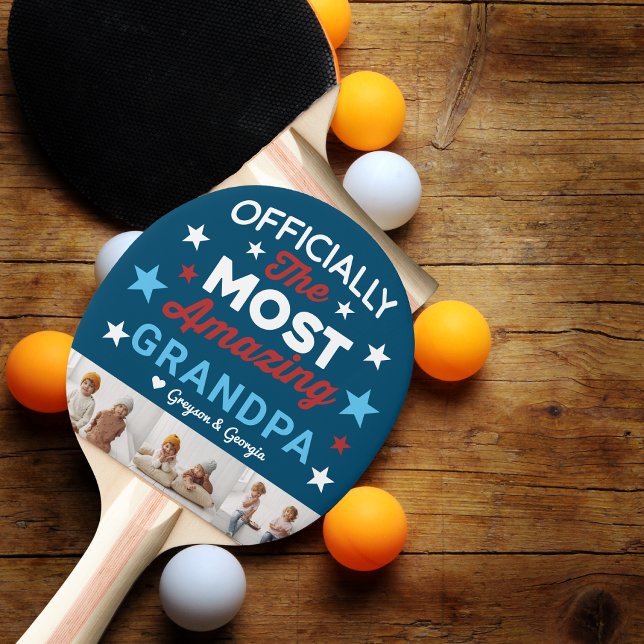 Raquete De Ping Pong Melhor Avô Nunca | Colagem de Fotografias com Letr (Criador carregado)