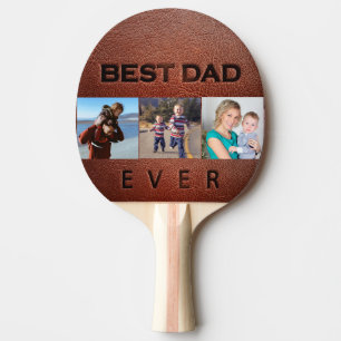 Raquete De Ping Pong Melhor pai de colagem de fotos de couro já visto