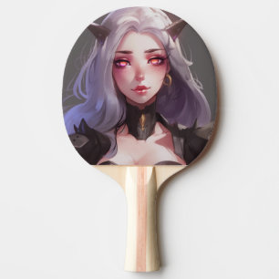 Raquete De Ping Pong Menina de animação do guerreiro de corno-branco