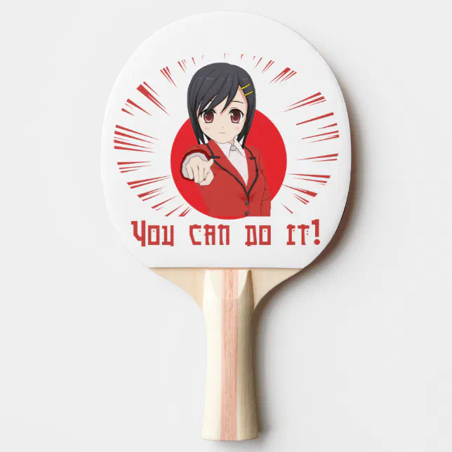 Raquete De Ping Pong Anime feliz de Kawaii enfrentado | Zazzle Portugal