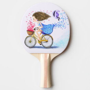 Raquete De Ping Pong Menina Em Uma Bike Ping Pong Paddle Love