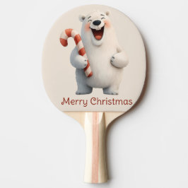 Raquete De Ping Pong Merry Christmas Cute Polar Bear Design