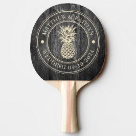 Raquete De Ping Pong Mesa de Casamento Abacaxi Madeira Escura Envelheci