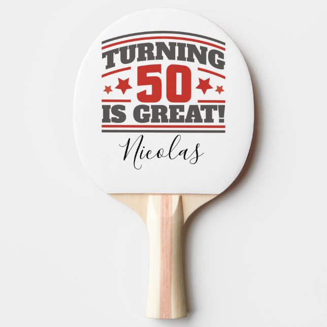 Raquete De Ping Pong Mesa tênis 50º aniversário é excelente (Frente)