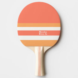 Raquete De Ping Pong Metade e Listras Linhas Horizontais Vermelho Laran