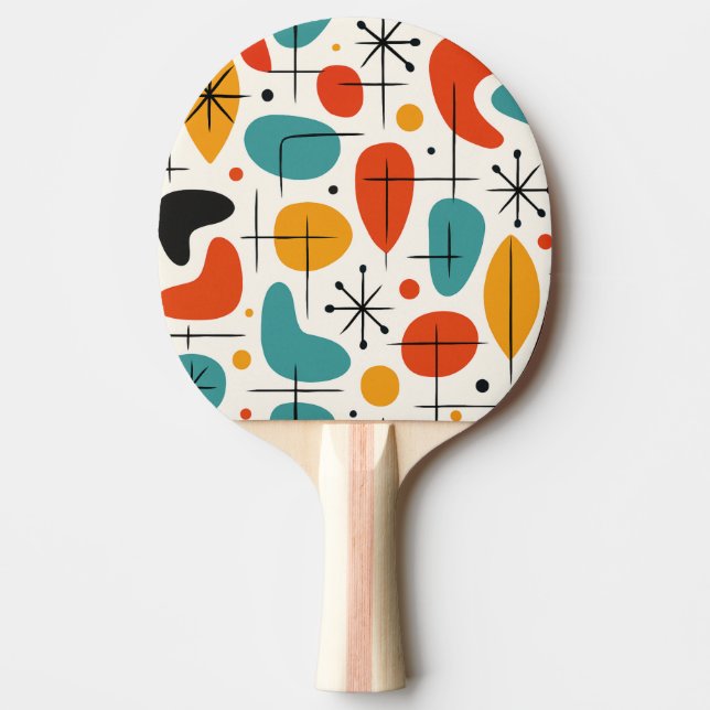 Raquete De Ping Pong Mid Century Modern Starburst Pattern (Frente)
