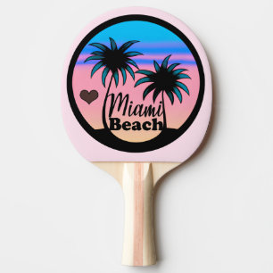 Raquete De Ping Pong Minami Beach Blue e Pink Palm Trees