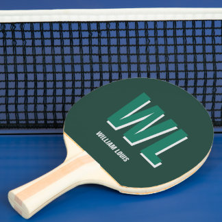 Raquete De Ping Pong Minimalist Emerald Green Personalized Monogram