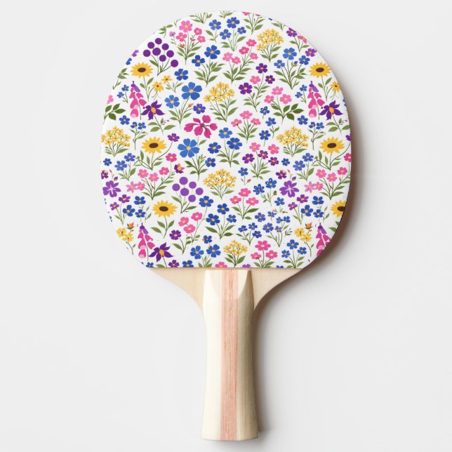 Raquete De Ping Pong Minimalist Wildflower Seamless Pattern on White  (Frente)