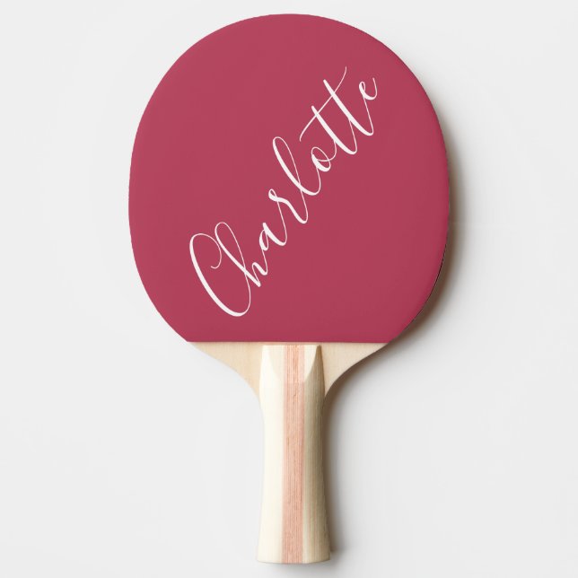 Raquete De Ping Pong Mínimo Caligrafia Personalizada Magenta (Frente)
