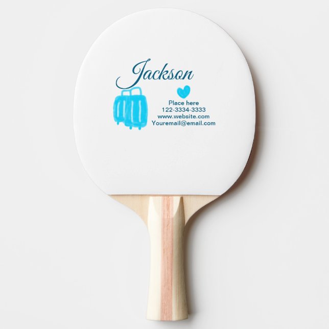 Raquete De Ping Pong Mínimo simples adicione seu nome texto localidade  (Frente)
